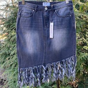 William Rast Chelsea Denim Fringe Skirt Size 26